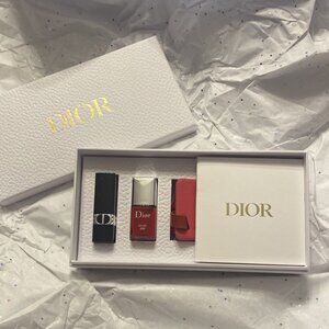 Dior - Three Pc. Travel Set | Luggage Tag, 999 Red Satin Lipstick & Polish - NIB